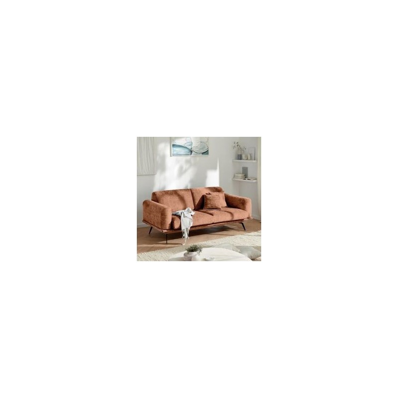 Canapé couleur terracotta en tissu 3 places PALOMA Casita
