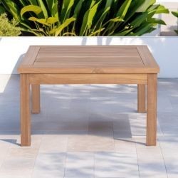 Table d'appoint extérieur en teck massif carrée 70cm