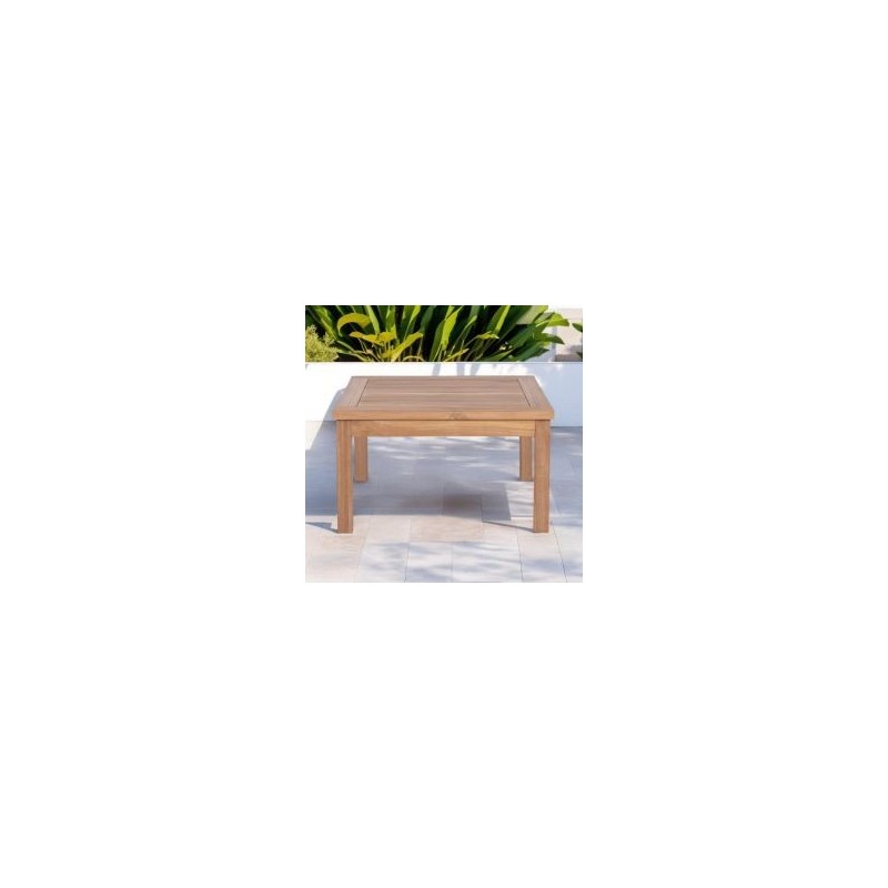 Table d'appoint extérieur en teck massif carrée 70cm