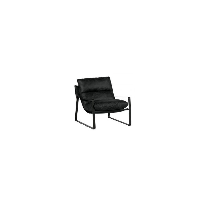 Fauteuil club tissu anthracite et métal noir Casita TORSTEN 80cm