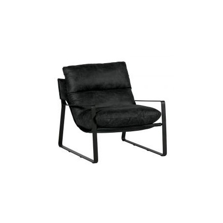 Fauteuil club tissu anthracite et métal noir Casita TORSTEN 80cm