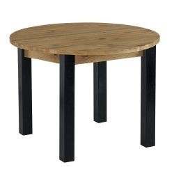 Table ronde extensible en pin et pieds métal 110cm Lugano