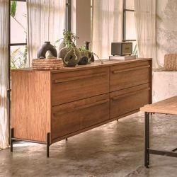 Grande commode 4 tiroirs teck massif recyclé 194cm d-bodhi OUTLINE