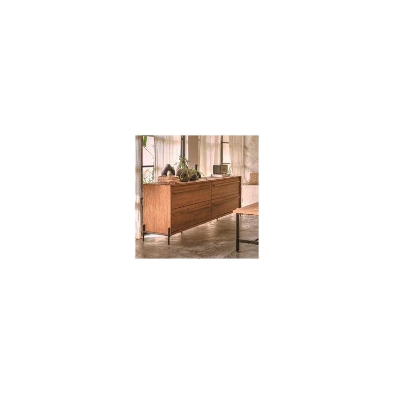Grande commode 4 tiroirs teck massif recyclé 194cm d-bodhi OUTLINE