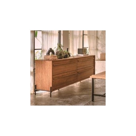Grande commode 4 tiroirs teck massif recyclé 194cm d-bodhi OUTLINE