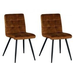 Lot de 2 chaises velours moutarde rembourrée pieds métal Franklin Casita