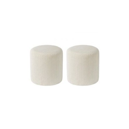 Lot de 2 poufs velours côtelé blanc 35cm Casita SNAW