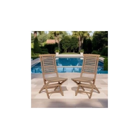 Lot de 2 chaises pliantes teck massif GARDEN modèle B