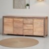 Buffet teck massif recyclé 220cm KAYOA Casita 3 portes et 3 tiroirs