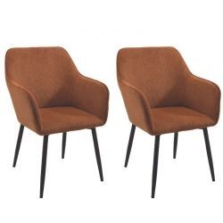 Lot de 2 chaises velours côtelé marron avec accoudoirs Scotty Casita CHASCOMAR 12