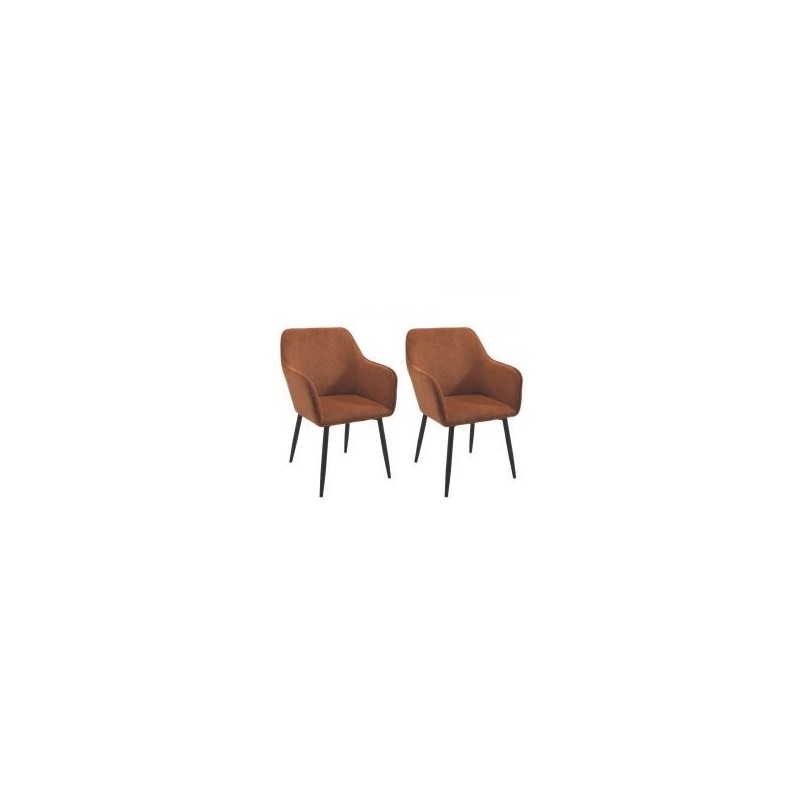 Lot de 2 chaises velours côtelé marron avec accoudoirs Scotty Casita CHASCOMAR 12