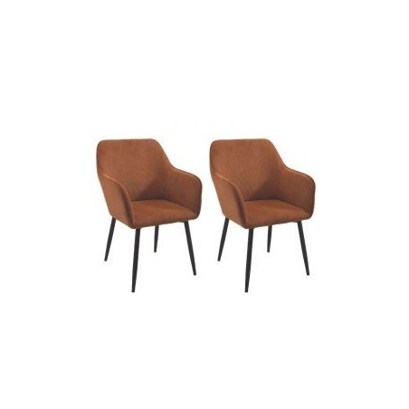 Lot de 2 chaises velours côtelé marron avec accoudoirs Scotty Casita CHASCOMAR 12