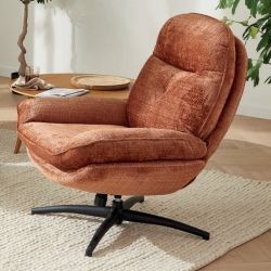 Fauteuil vintage inclinable terracotta confort avec repose-pieds Casita BRANSON