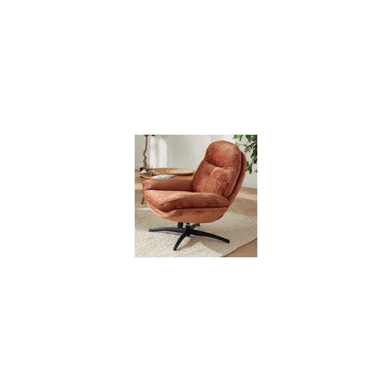 Fauteuil vintage inclinable terracotta confort avec repose-pieds Casita BRANSON