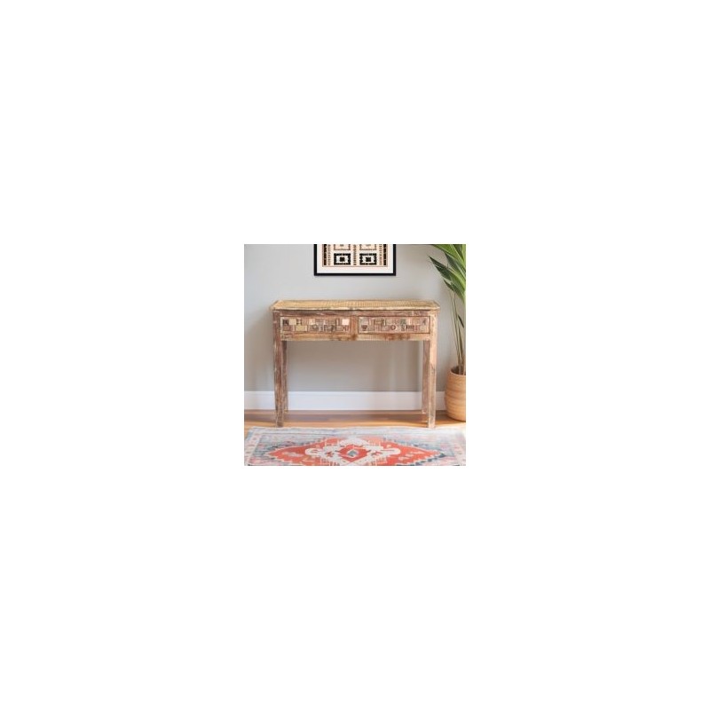 Console en bois recyclé coloré blanchi 120cm LILA