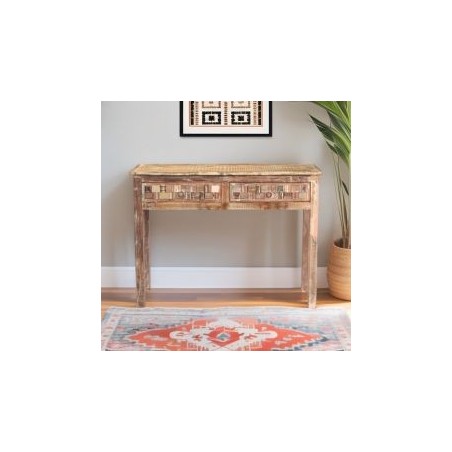 Console en bois recyclé coloré blanchi 120cm LILA