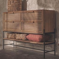 Commode 4 tiroirs en teck recyclé et métal 150cm d-bodhi COCO