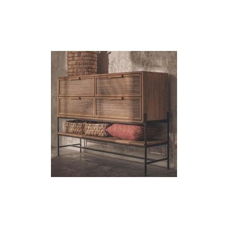 Commode 4 tiroirs en teck recyclé et métal 150cm d-bodhi COCO