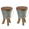 Lot de 2 tabourets teck et zinc 31cm Casita BENTABOU 200
