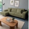 Canapé d'angle velours côtelé kaki 278cm PUEBLO Casita retour gauche