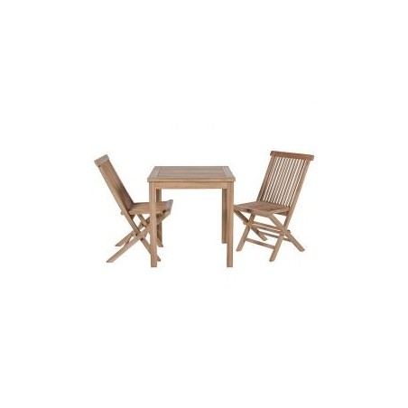 Ensemble table et chaise de balcon teck massif 70 x 70 cm GARDEN