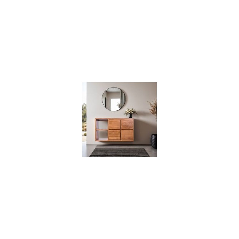 Meuble vasque salle de bain 100 cm suspendu teck massif SUSANE