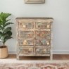 Commode en bois recyclé coloré blanchi 80cm LILA