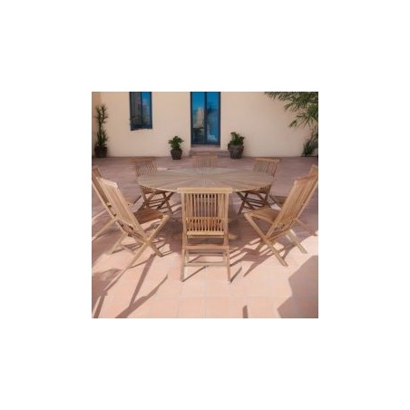 Table ronde teck massif extérieur Ø180cm
