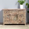 Bahut en bois recyclé coloré blanchi 130cm LILA