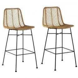 Lot de 2 chaises de bar rotin et métal 45cm Casita CHACOCBARN
