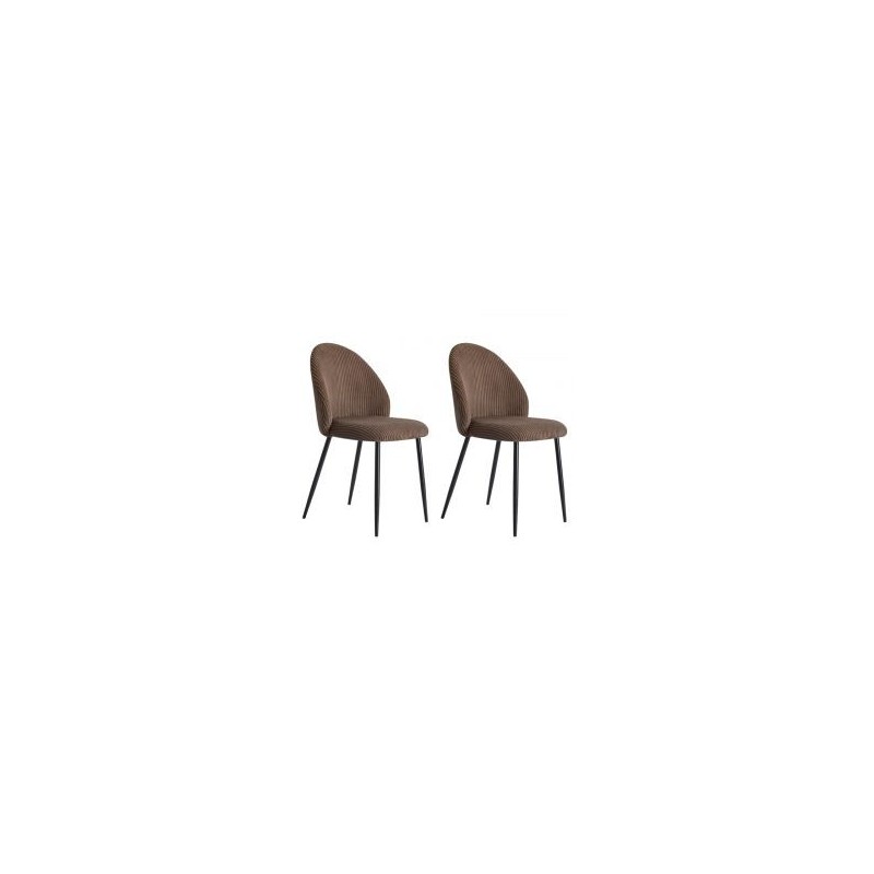 Lot de 2 chaises velours côtelé taupe 60cm Casita BELLOT