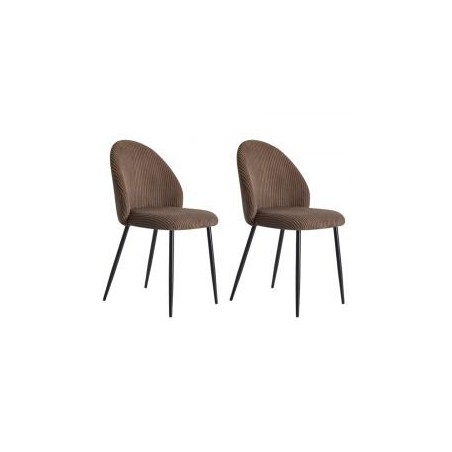 Lot de 2 chaises velours côtelé taupe 60cm Casita BELLOT