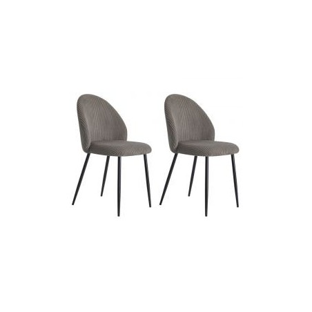 Lot de 2 chaises velours côtelé gris 60cm Casita BELLOT