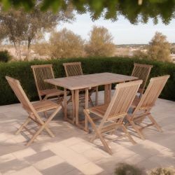 Table teck pliante rectangulaire pour extérieur 140cm