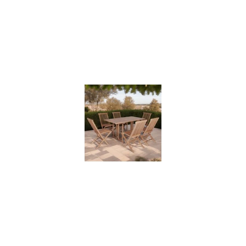 Table teck pliante rectangulaire pour extérieur 140cm