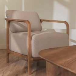 Fauteuil design en teck massif et tissu 82cm CLASSY d-bodhi
