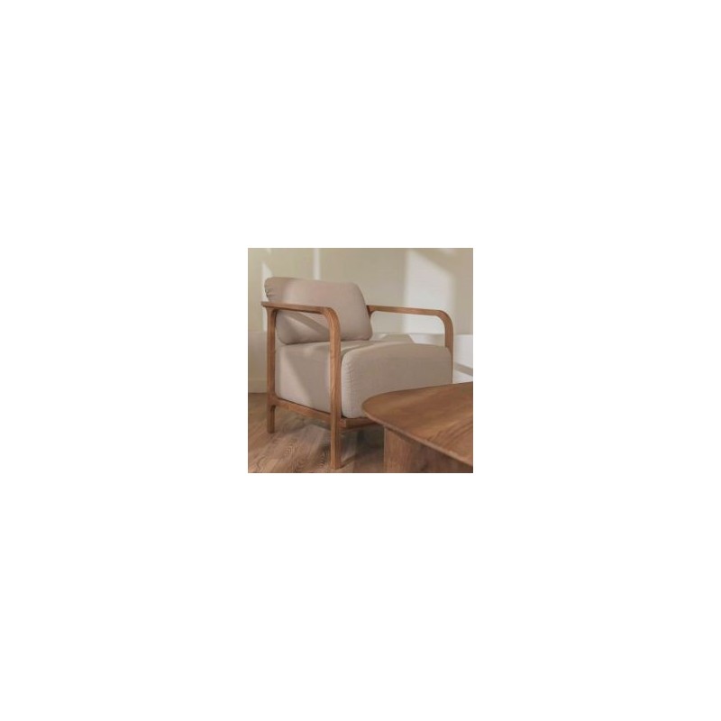 Fauteuil design en teck massif et tissu 82cm CLASSY d-bodhi