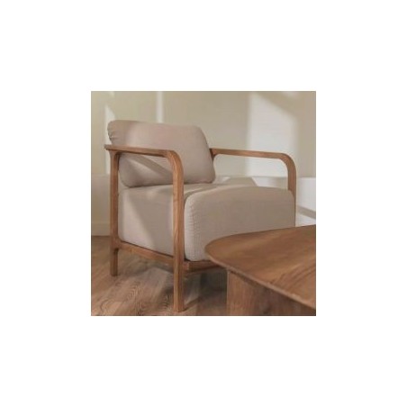 Fauteuil design en teck massif et tissu 82cm CLASSY d-bodhi