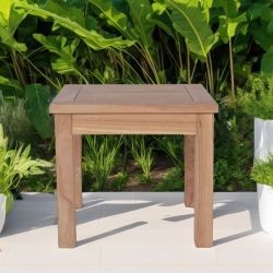 Table d'appoint extérieur en teck massif carrée 45cm
