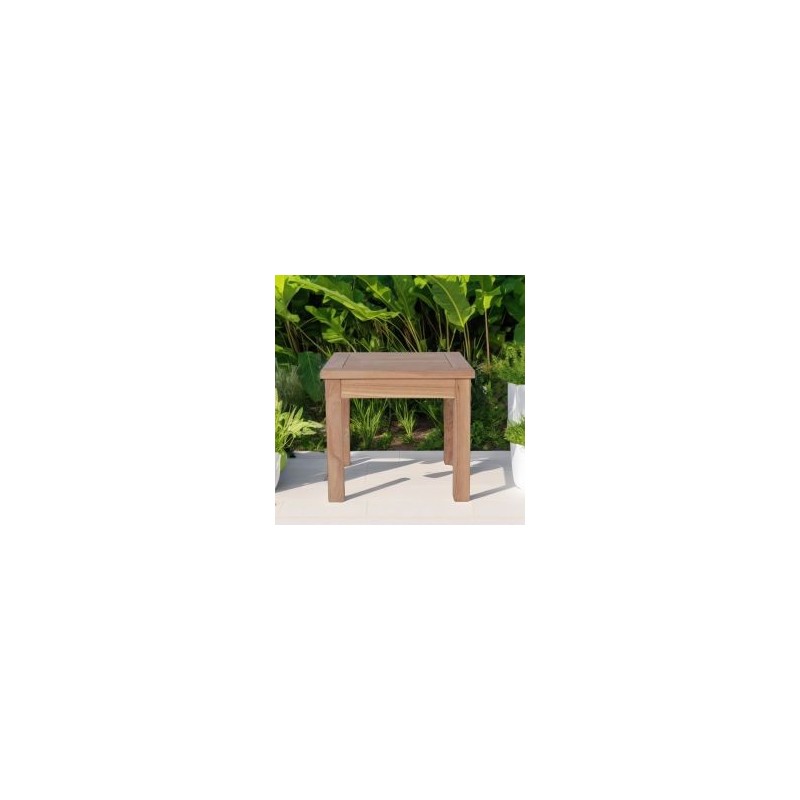 Table d'appoint extérieur en teck massif carrée 45cm