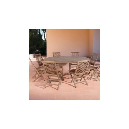 Table ronde extensible extérieur en teck massif Ø150/200cm