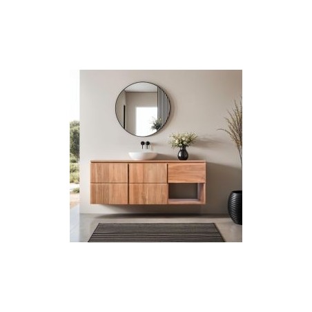 Meuble vasque suspendu teck massif 1 tiroir 120cm SUSANE