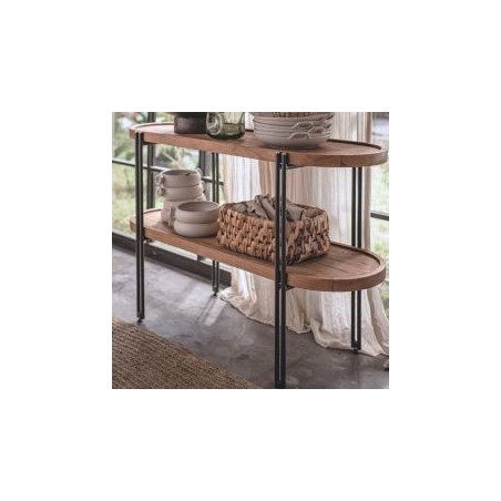 Console arrondie double plateau en teck recyclé 120cm d-bodhi COCO