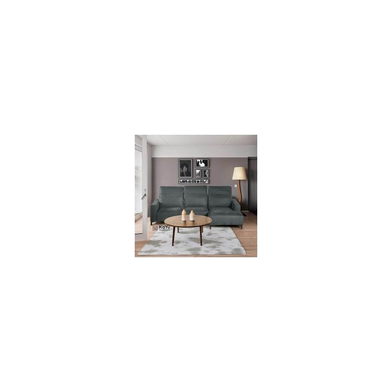 Canapé d'angle tissu gris 275cm BOBBIO Casita retour gauche