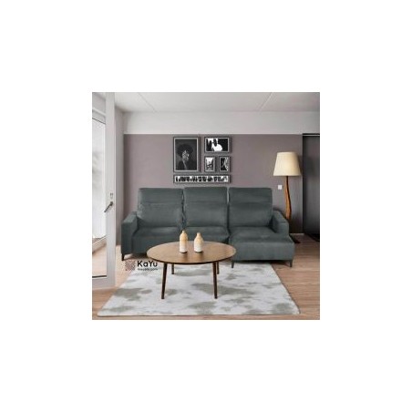 Canapé d'angle tissu gris 275cm BOBBIO Casita retour gauche