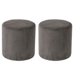 Lot de 2 poufs velours côtelé gris 35cm Casita SNAW