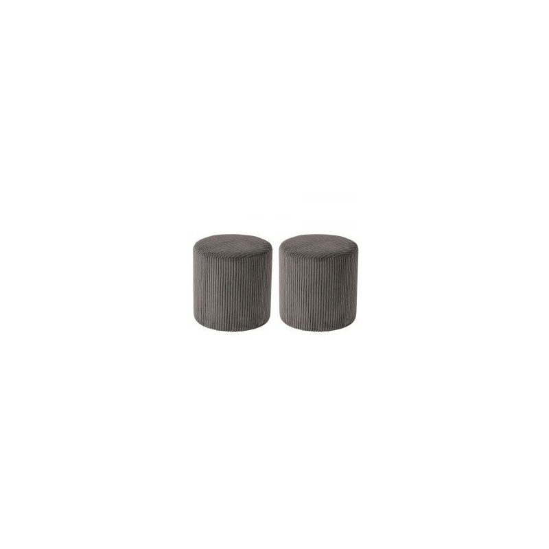 Lot de 2 poufs velours côtelé gris 35cm Casita SNAW