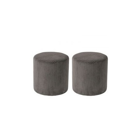 Lot de 2 poufs velours côtelé gris 35cm Casita SNAW