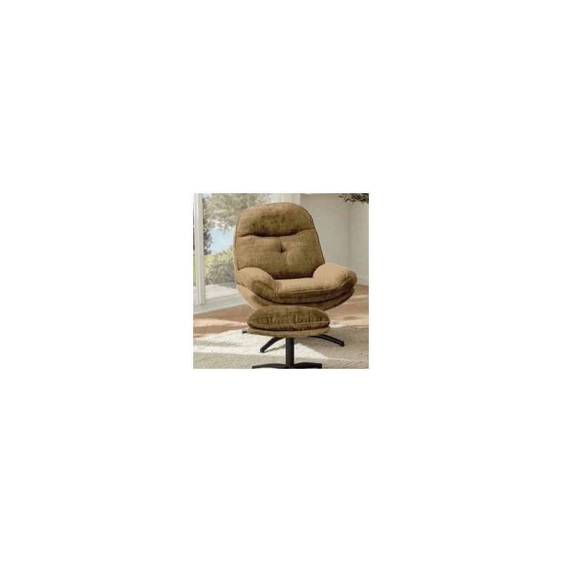 Fauteuil vintage inclinable moutarde confort avec repose-pieds Casita BRANSON