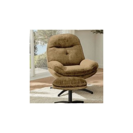 Fauteuil vintage inclinable moutarde confort avec repose-pieds Casita BRANSON
